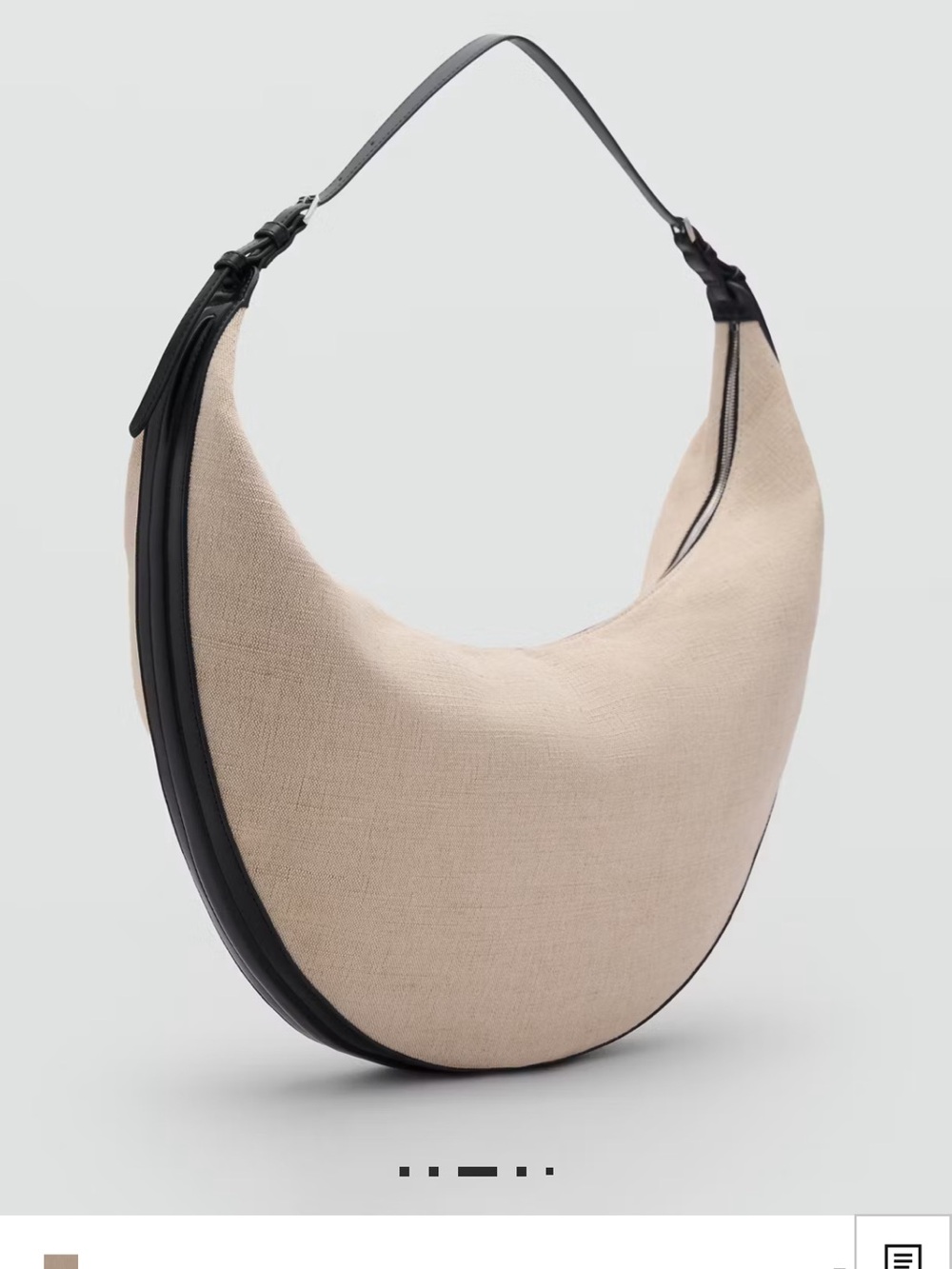 Mango Beige Crescent Shoulder Bag with Black Trim - Picture 2 of 6